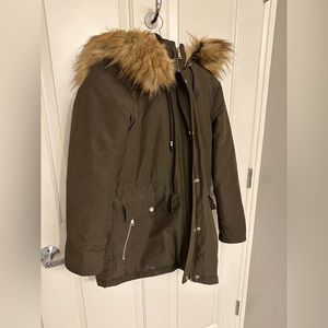 Zara Women’s Green Winter Parka - Medium